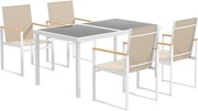 Outsunny 5-częściowy zestaw do jedzenia na zewnątrz, stół ze szkła hartowanego, 4 krzesła, odporny na warunki atmosferyczne, rama stalowa, meble tarasowe, wielobarwny