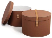 Brązowe kartonowe pojemniki dekoracyjne z pokrywką zestaw 2 szt. ø 37,5x25 cm Rut Restore Paper Laminate – Bigso