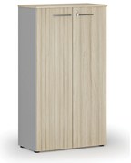 Szafa biurowa z drzwiami PRIMO GRAY, 800 x 420 x 1434 mm, szary/dąb naturalny