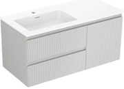 Mexen Rivel szafka łazienkowa 100 cm z umywalką Otis lewą, 2S, 1D, ryflowana, szara mat/biała mat - 91A23-10047-3-BBFFF62-W18L01