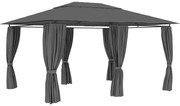 Antracytowa altana ogrodowa z zasłonami A2-N34