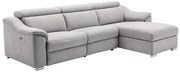 Kanapa narożna PEDRERA z funkcją relax, z tkaniny w kolorze jasnoszarym – prawoskrętna