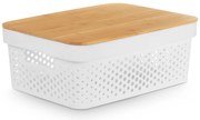 Plastikowy pojemnik z bambusową pokrywą, 36 x 26 x 14 cm