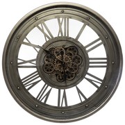 Okrągły zegar ścienny z metalu, Ø 80 cm, widoczny mechanizm