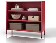 Niski regał metalowy czerwony Modern LUCA, 1000 x 900 x 350 mm