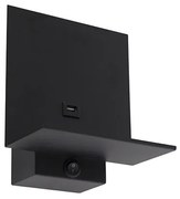 Nowoczesna lampa ścienna czarna w tym połączenie USB - Flero