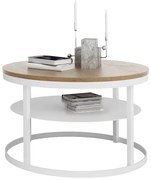 Stolik kawowy z metalową półką biały + dąb lancelot F6-C84