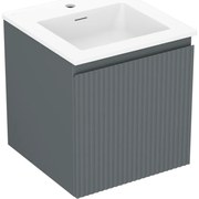 Mexen Rivel szafka łazienkowa 45 cm z umywalką Otis, 1 szuflada, ryflowana , grafit mat/biała mat - 91A20-04547-1-BF66-W18M01