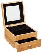 Szkatułka na biżuterię BAMBOO z lusterkiem, 15x15x9,5 cm