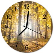 Zegar szklany okrągły Las jesień