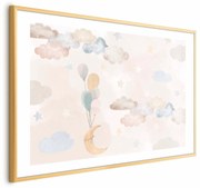 Plakat Bajkowe niebo 90x60 cm z ramą złotą z marginesem ARTGEIST B