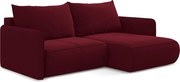 Narożnik prawostronny z funkcją spania - z tkaniny welwetowej - burgundowy - NANEA