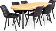 Zestaw Stół okrągły Ø100/200 FORNIR + nogi industrial + 6 krzeseł