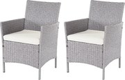 Fotel rattanowy Halden (zestaw 2 sztuk),  szary, kremowe poduszki