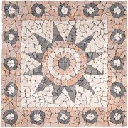 Mozaika marmurowa, motyw kwiatu, o wymiarach 90 x 90 cm.