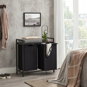 Duży kosz na pranie dwukomorowy z półką industrialny regał pojemnik loft