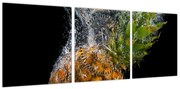 Obraz ananasa w wodzie (z zegarem) (90x30 cm)