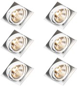 Zestaw 6 reflektorów wpuszczanych białych GU10 AR111 bezramkowych z regulacją - Oneon