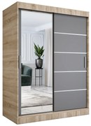 Szafa przesuwna MODUO COMFORT 3 150 dąb sonoma/antracyt z lustrem MKPOL