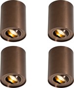 Zestaw 4 nowoczesnych reflektorów sufitowych ciemny brąz obrotowe i przechylane - Rondoo Up