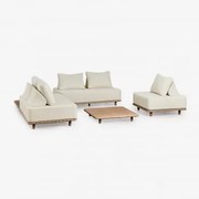 Zestaw Ogrodowy Z 2-częściową Modułową Sofą Narożną Ze Stolikiem Nocnym, Fotelem I Stolikiem Kawowym - Sklum