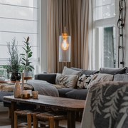 Lampa wisząca w stylu art deco złota ze szkłem - Laura ArtDeco Oswietlenie wewnetrzne