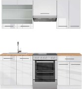 Aneks kuchenny biały wysoki połysk/biały 200x60x81.6 fame-line