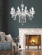 Cristallo 10 Chrom - żyrandol kryształowy, kolor srebrny, styl klasyczny, glamour, pałacowy
