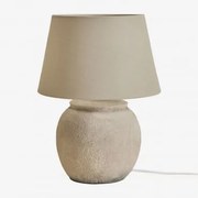 Lampa Stołowa Kenaris Z Ceramiki I Lnu Jasnoszary & ↑45 Cm - Sklum