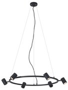 Nowoczesna lampa wisząca czarna 6-punktowa - Jeana Circle Nowoczesny Oswietlenie wewnetrzne