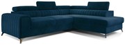 Narożnik z funkcją spania LAURENCE VELVET granatowy prawy ELTAP