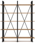 Czarno-naturalny regał w dekorze dębu 150x180 cm Aviva – Marckeric