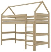 Łóżko domek na antresoli TOBI 2 160x80 sosna naturalna nielakierowana KOCOT KIDS