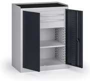 Szafa warsztatowa na narzędzia niska KOVOS, 1 półka, 3 szuflady, 950 x 600 x 1180 mm, grafitowy