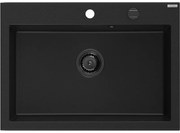 Mexen Elix zlewozmywak granitowy 1-komorowy 700 x 500 mm, czarny, syfon czarny - 6526701005-77-B