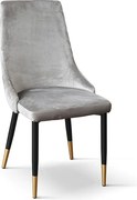 Zestaw 4 krzeseł, szara tkanina z efektem aksamitu, antracytowe i złote nogi - IRVINE