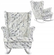 Fotel uszak bujany print marmur elegancki urodziny