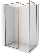 Mexen Kioto-XF ścianka prysznicowa Walk-in z ramką 130 x 70 cm, transparent 10 mm, różowe złoto - 800-130-202-04-60-070-XF