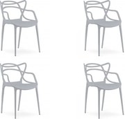Zestaw 4 jasnoszarych plastikowych krzeseł KATO