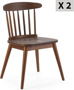 Zestaw dwóch krzeseł Ben z drewna w kolorze orzecha włoskiego.