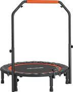 SPORTNOW Minitrampolin, z regulowanym uchwytem, monitor LCD, stal, czarno-czerwony, Ø102 x 99-123 cm