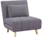 Fotel rozkładany z szarej tkaniny STREVI