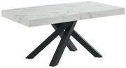 Stół do jadalni rozkładany dla 6 do 10 osób z MDF i metalu - Imitacja marmuru biały i czarny - CATONAV