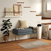 HOMCOM Ławka Tapicerowana z Przestrzenią do Przechowywania, Drewno Lite, 79,5 cm x 37,5 cm x 43 cm, Ciemnoszary