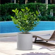 Okrągły, cylindryczny wazon z żywicy do roślin doniczkowych i ogrodowych, Modigliani Beige, 36x35 cm