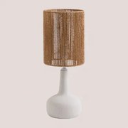 Lampa Stołowa Z Ceramiki I Plecionego Papieru Tiltil Gardenia Biel - Sklum