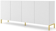 Długa komoda 200 cm biały mat + złote nóżki B8-B56