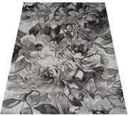 Brązowy nowoczesny dywan w kwiaty N0-P35