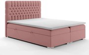 Łóżko kontynentalne RUBID 140x200 różowe velvet z pojemnikiem LAVERTO