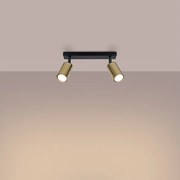 Plafony nowoczesny Glois, stal - 2 źródło światła 3000K - L.30 x H.18.5 cm - czarny/złoty